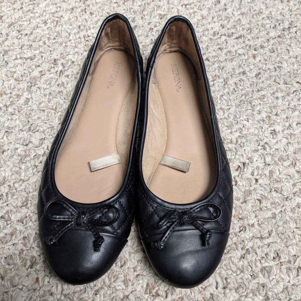Merona Size 8.5 Black Quilted Flats